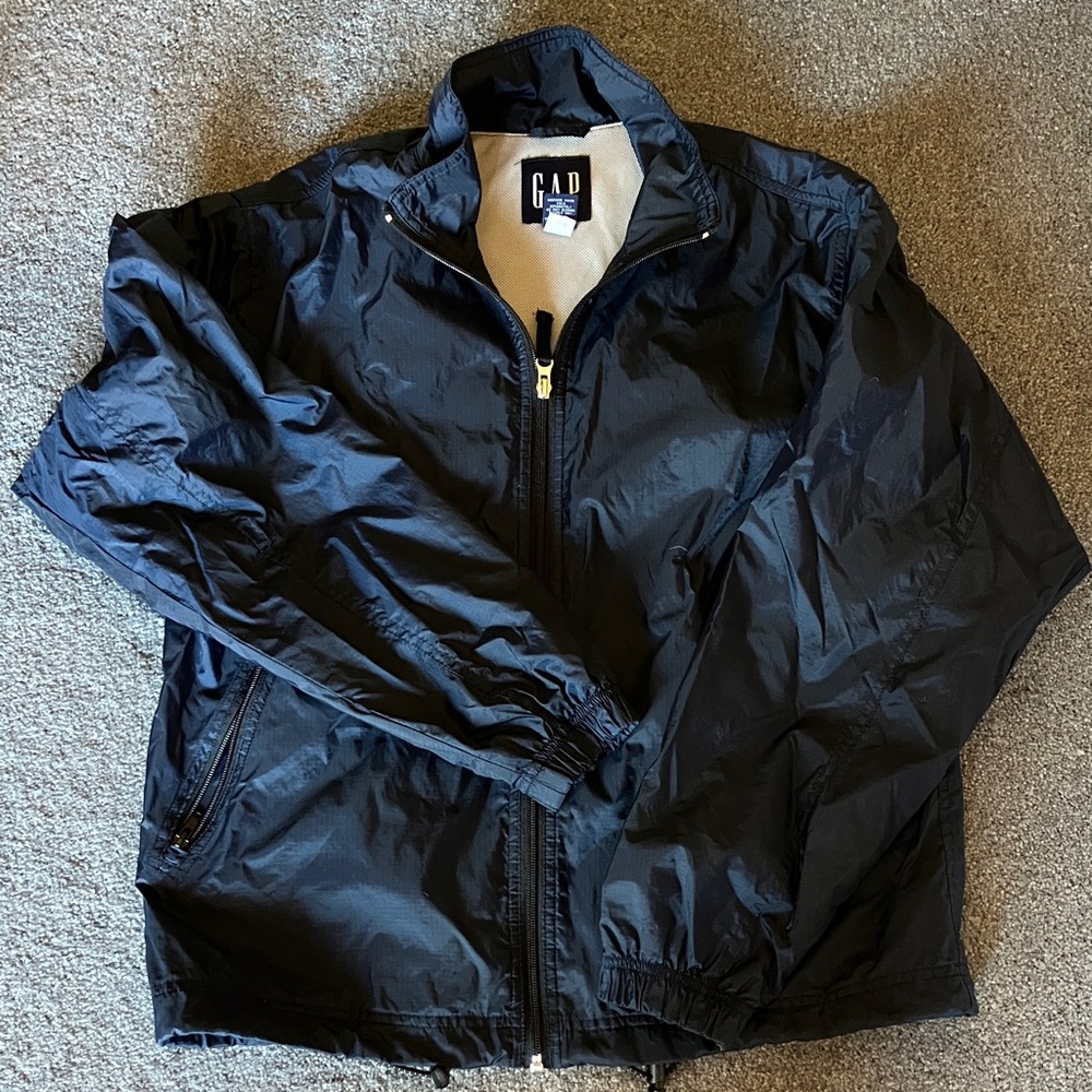 Vintage GAP Men's Dark Blue Windbreaker